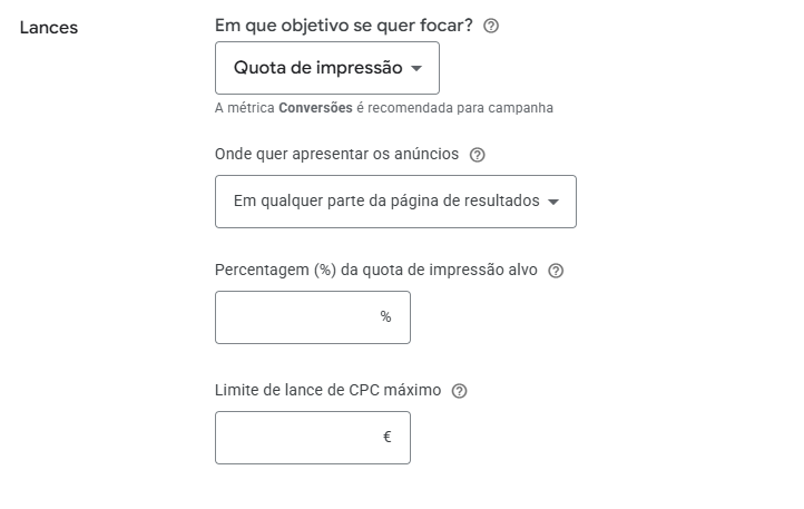 Quota de Impressão Alvo