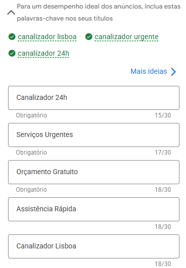exemplo titulos anuncio responsivo google ads